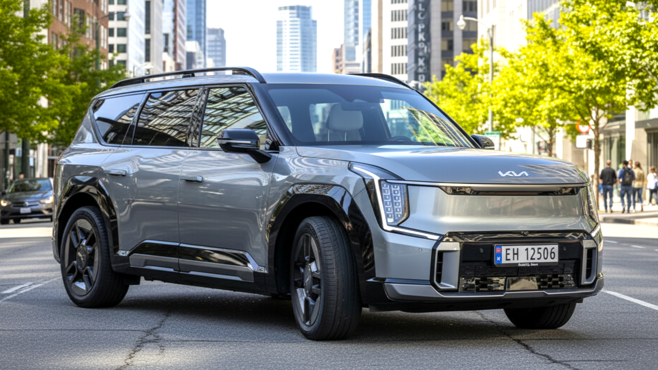 Kia EV9 серого цвета