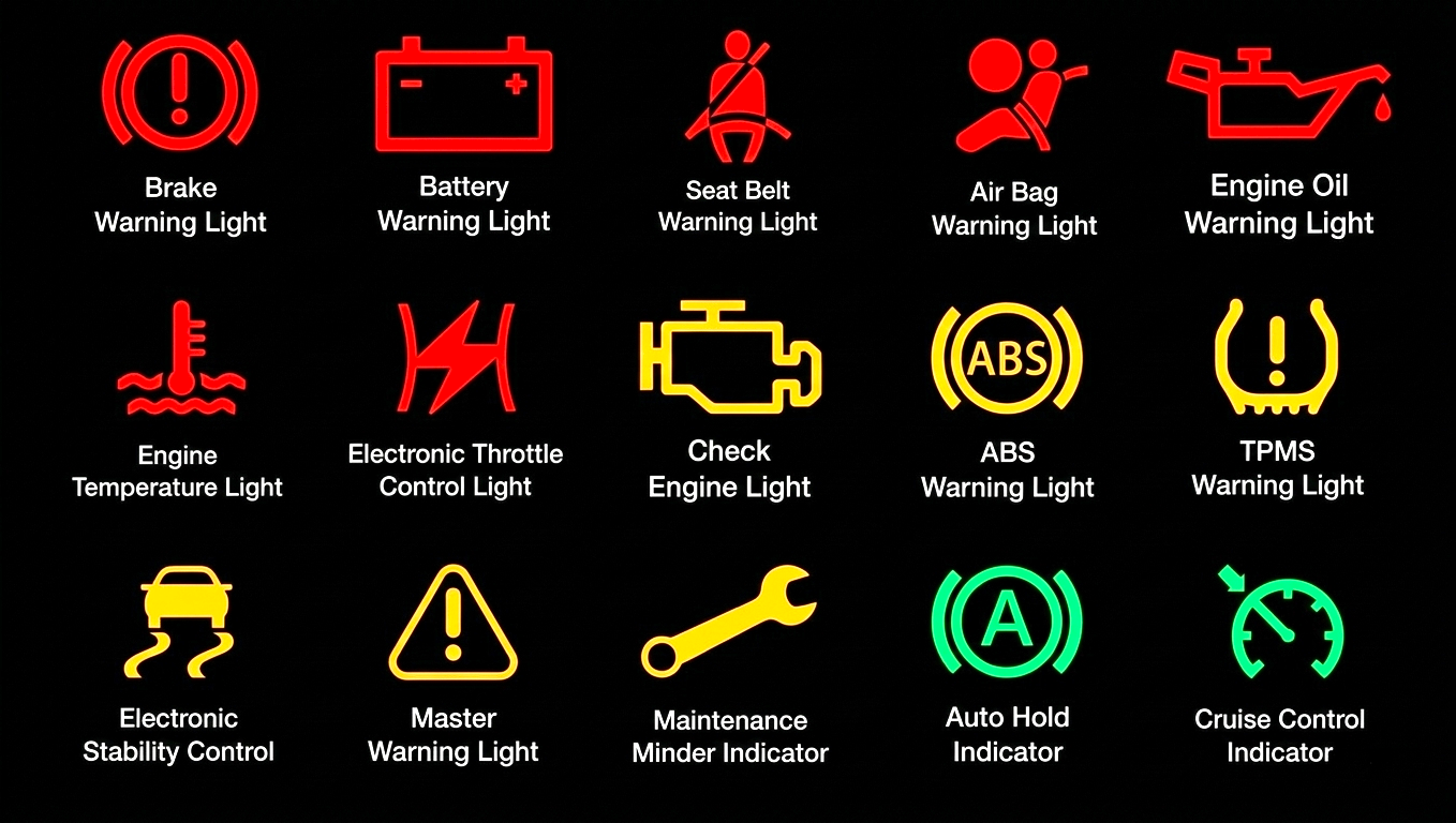 Значение индикаторов на панели автомобиля