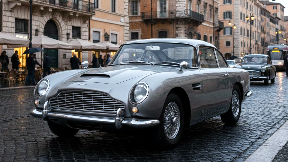 Aston Martin DB5 серебристого цвета