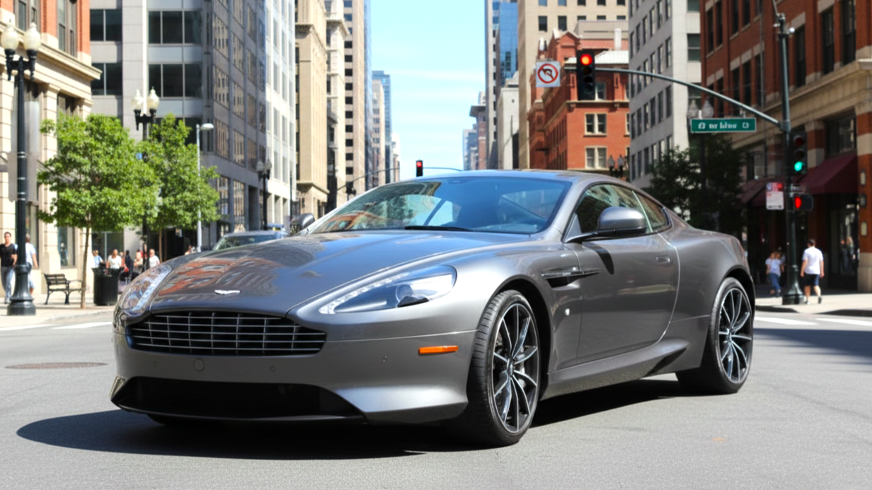 Aston Martin DB9 серебристого цвета
