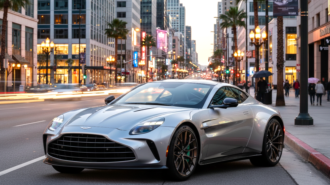 Aston Martin Vantage серебристого цвета