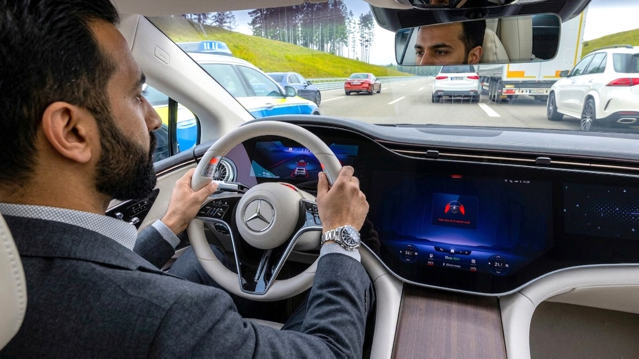 Mercedes driving