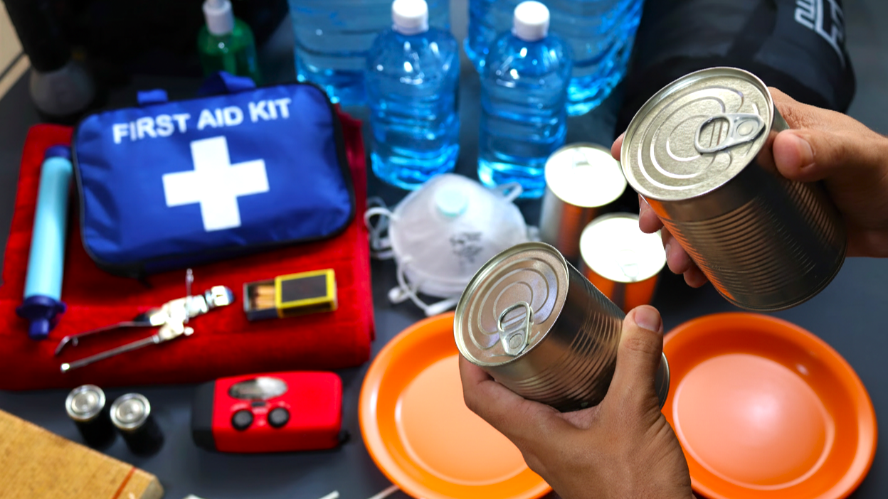 Water and non-perishable snacks for car