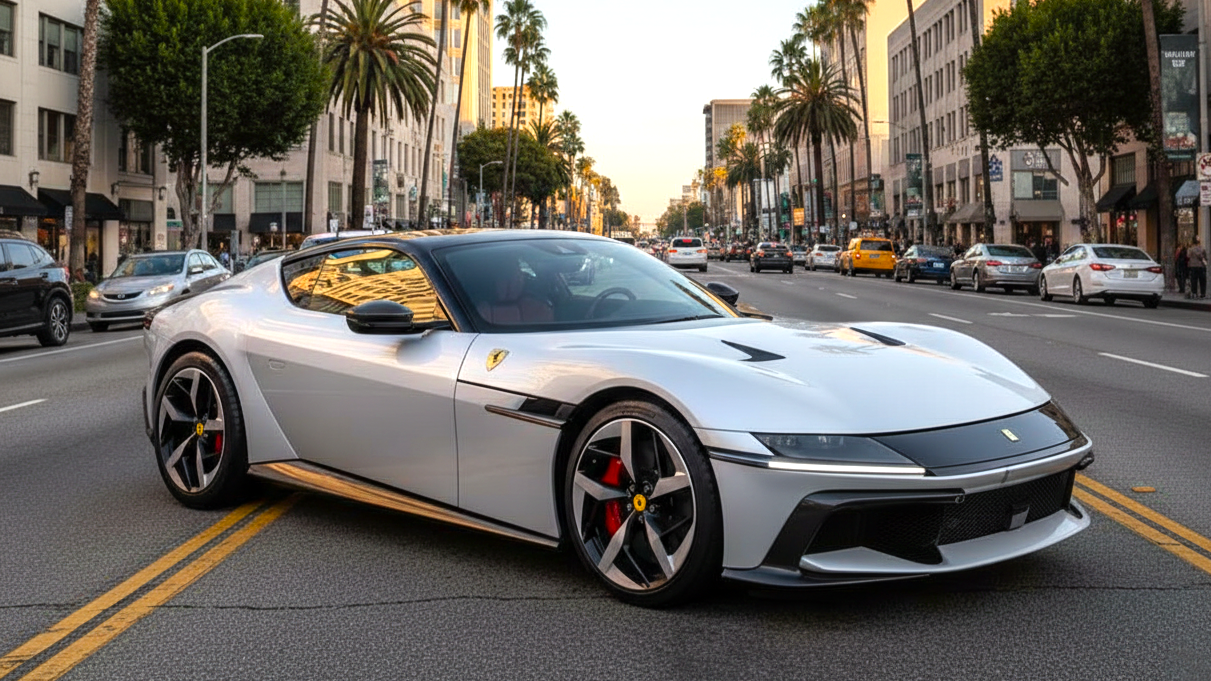 Ferrari V12 серебристого цвета