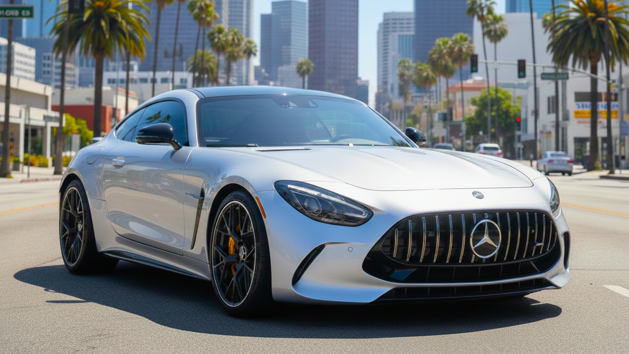 Mercedes-Benz AMG V8 2 серебристого цвета