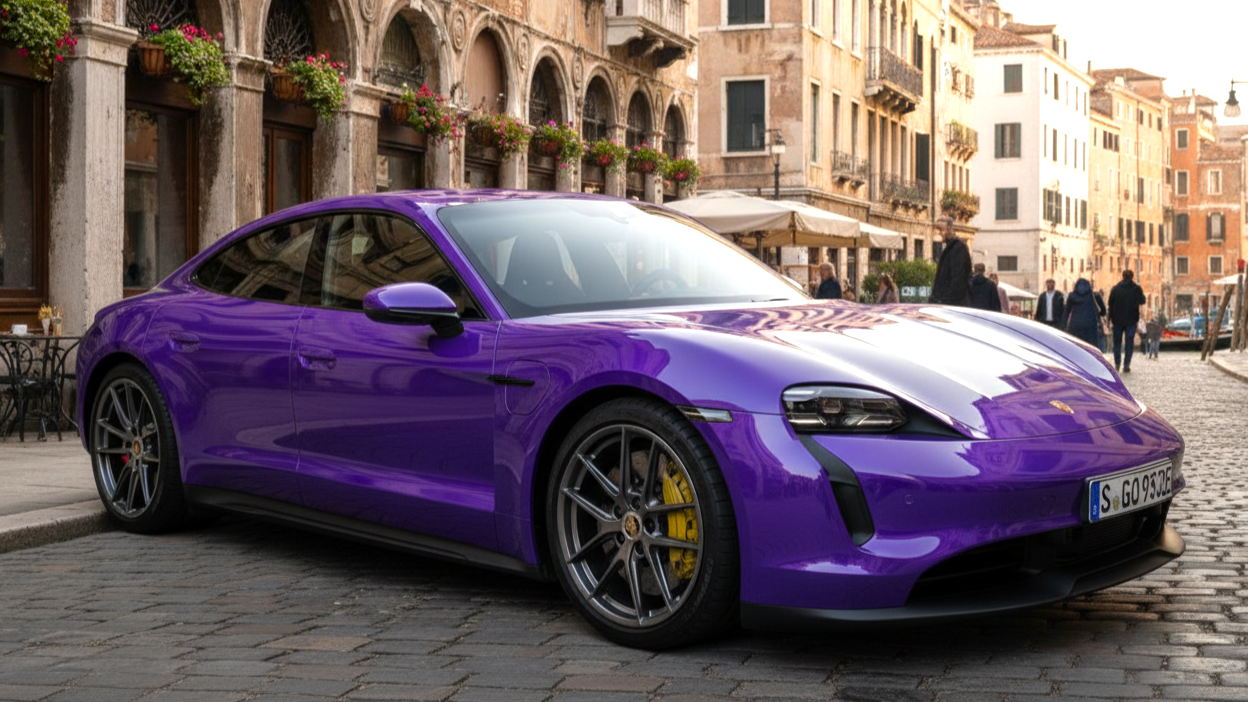 Porsche Taycan Turbo GT Purple Colour