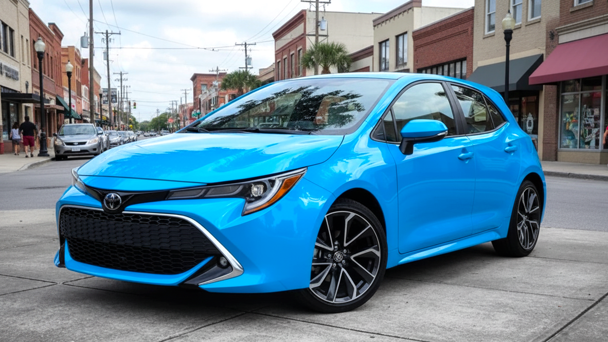 Toyota Corolla Hybrid голубого цвета