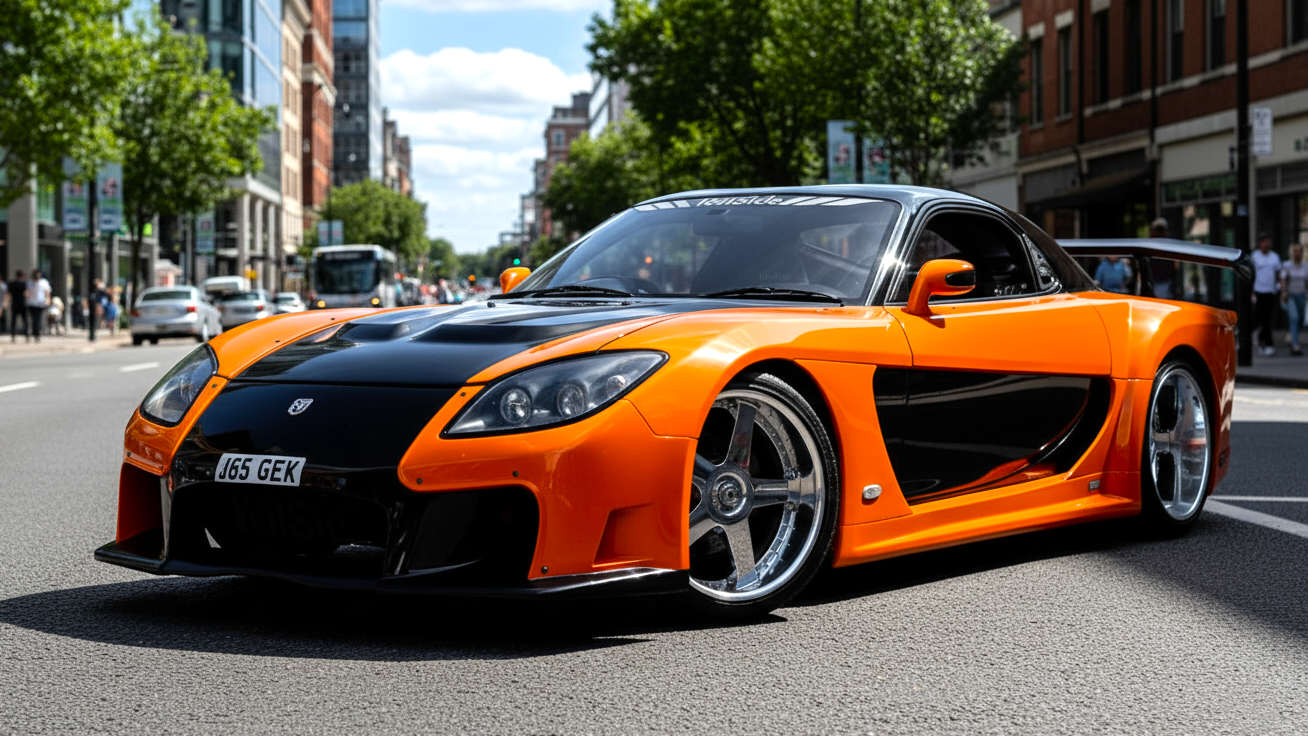 Mazda RX-7 оранжевого цвета