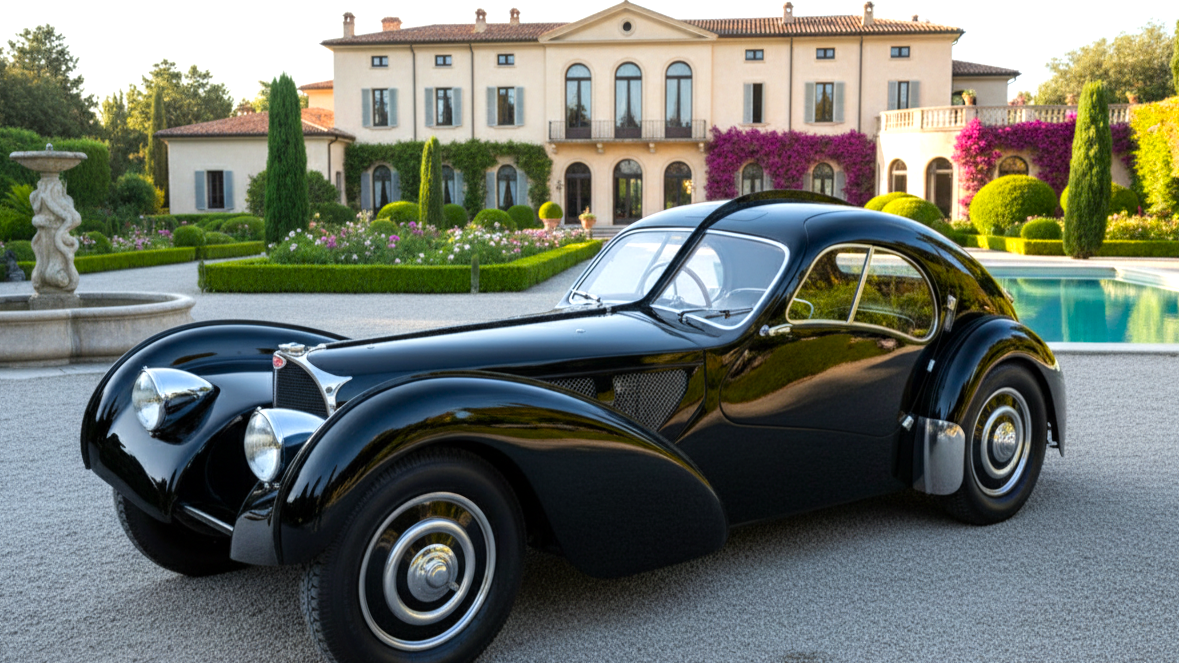 Bugatti Type 57SC Atlantic черного цвета