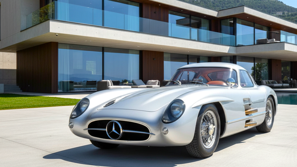 Mercedes-Benz 300 SLR Uhlenhaut Coupe серебристого цвета