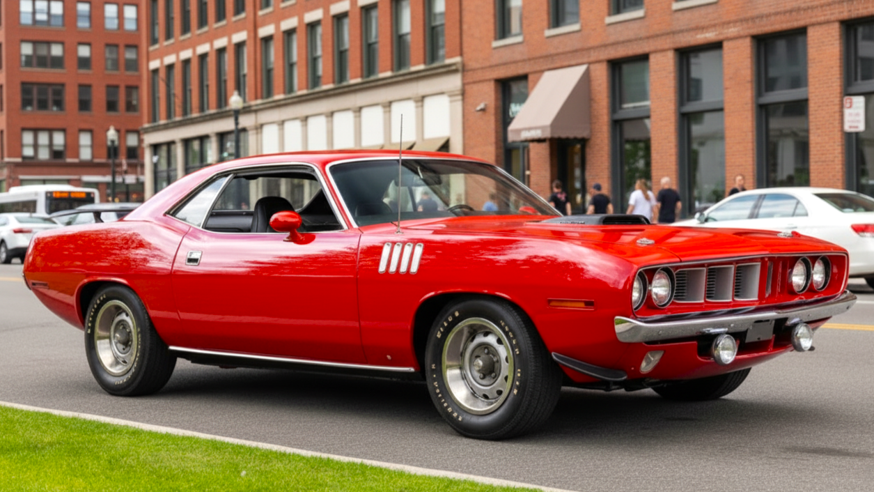 Plymouth Hemi 'Cuda красного цвета