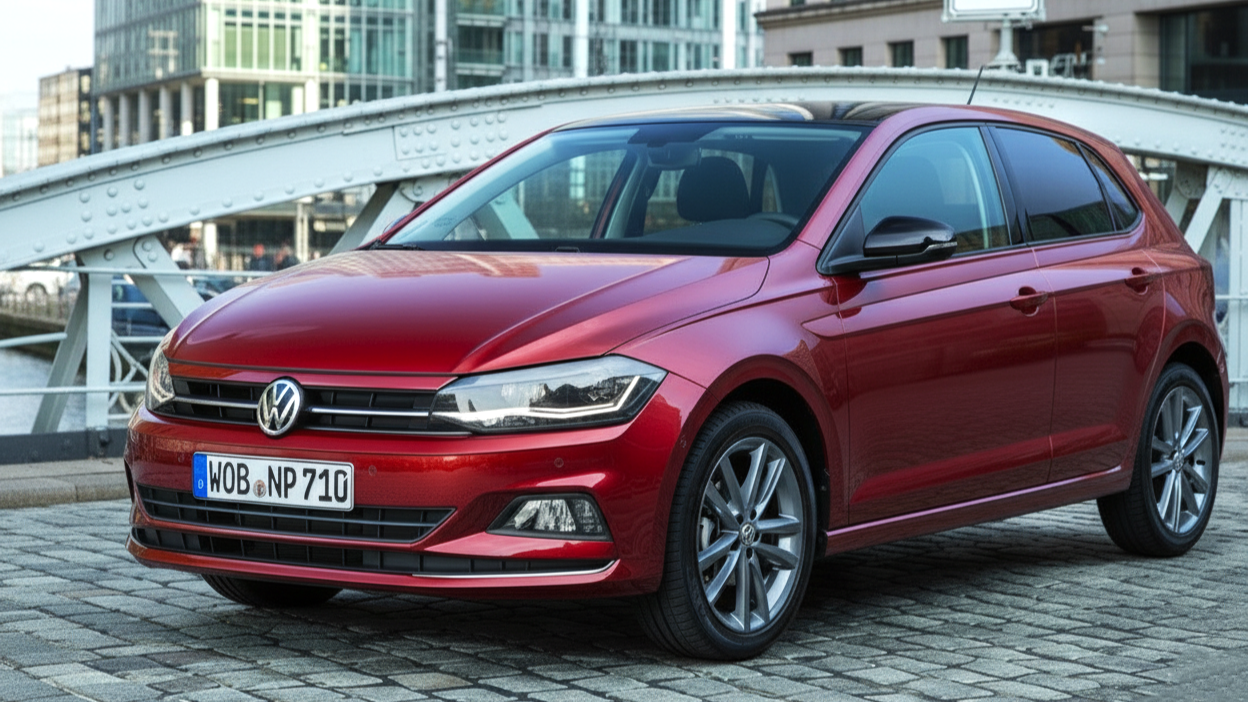 Volkswagen Polo вишневого цвета