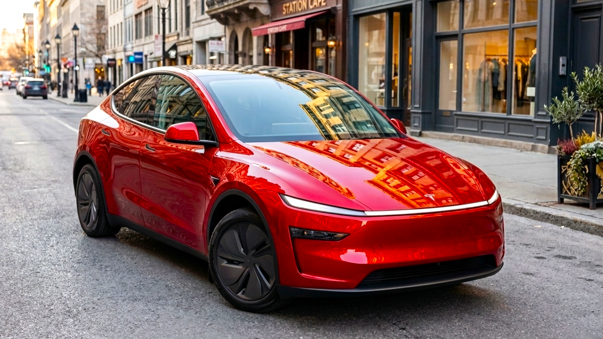 Tesla Model Y красного цвета